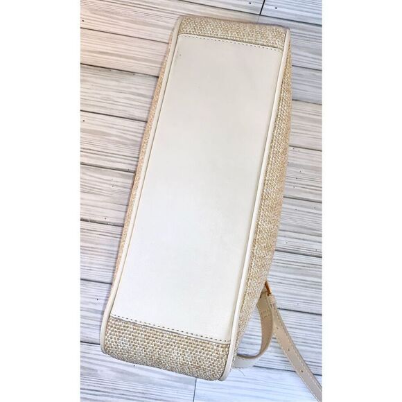 🚨Vintage - Etienne Aigner Tan & Cream Vegan Leather & Jute Shoulder Bag - Picture 6 of 14